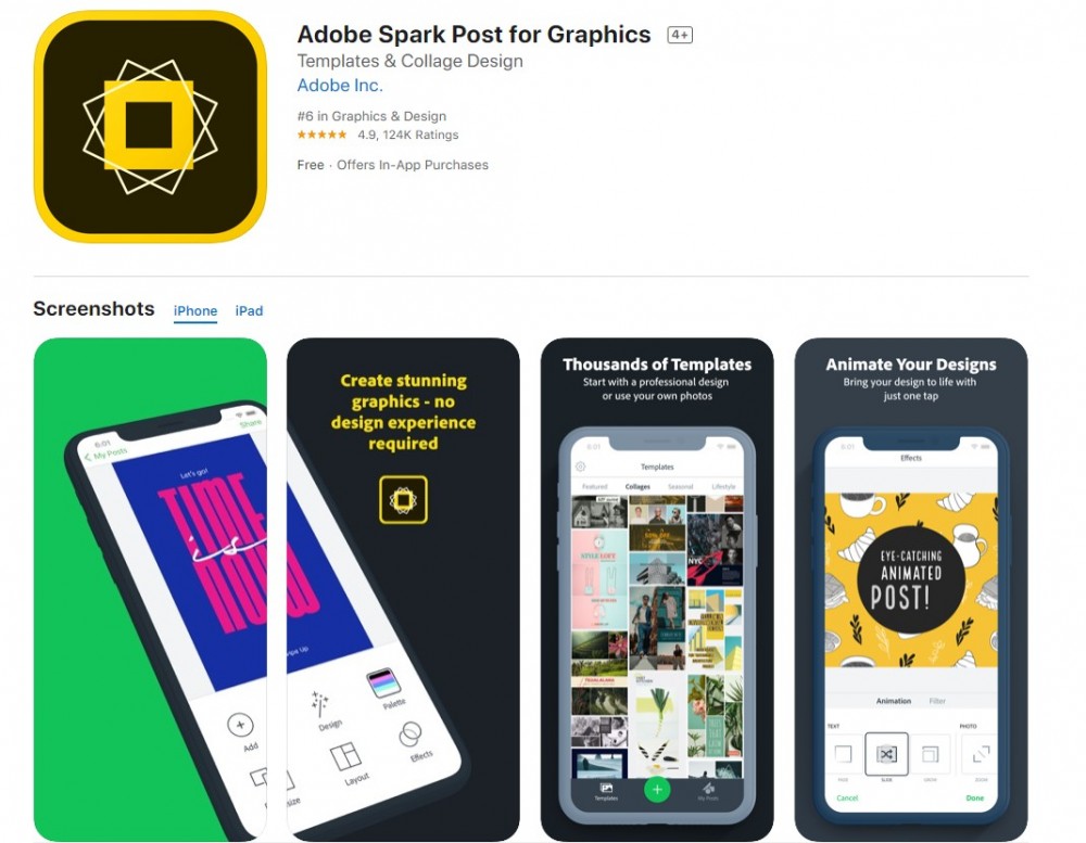 Adobe Spark Post有不少學校範本可以直接套用。