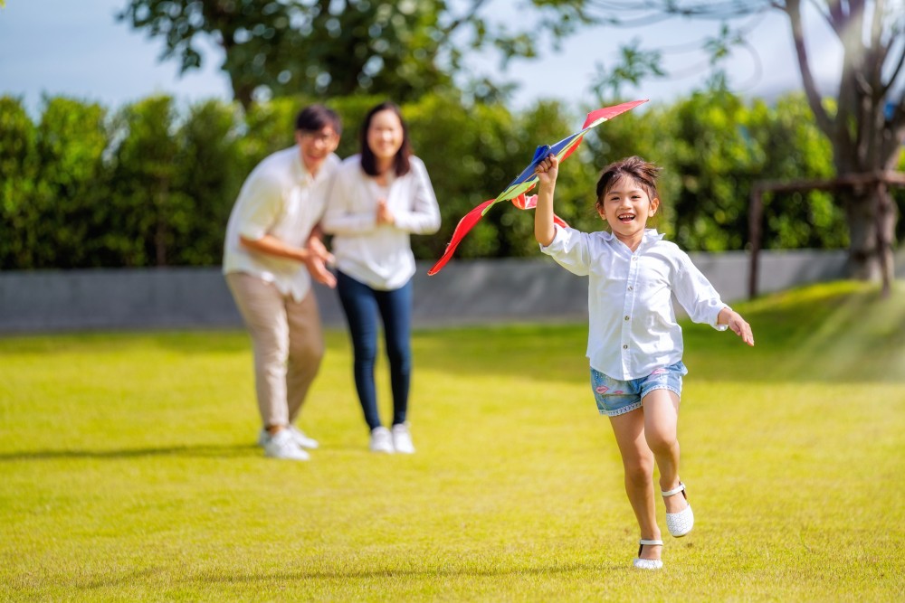 kid playing kite