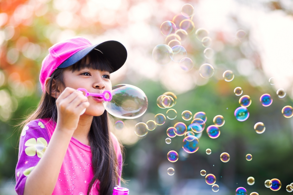blowing bubble
