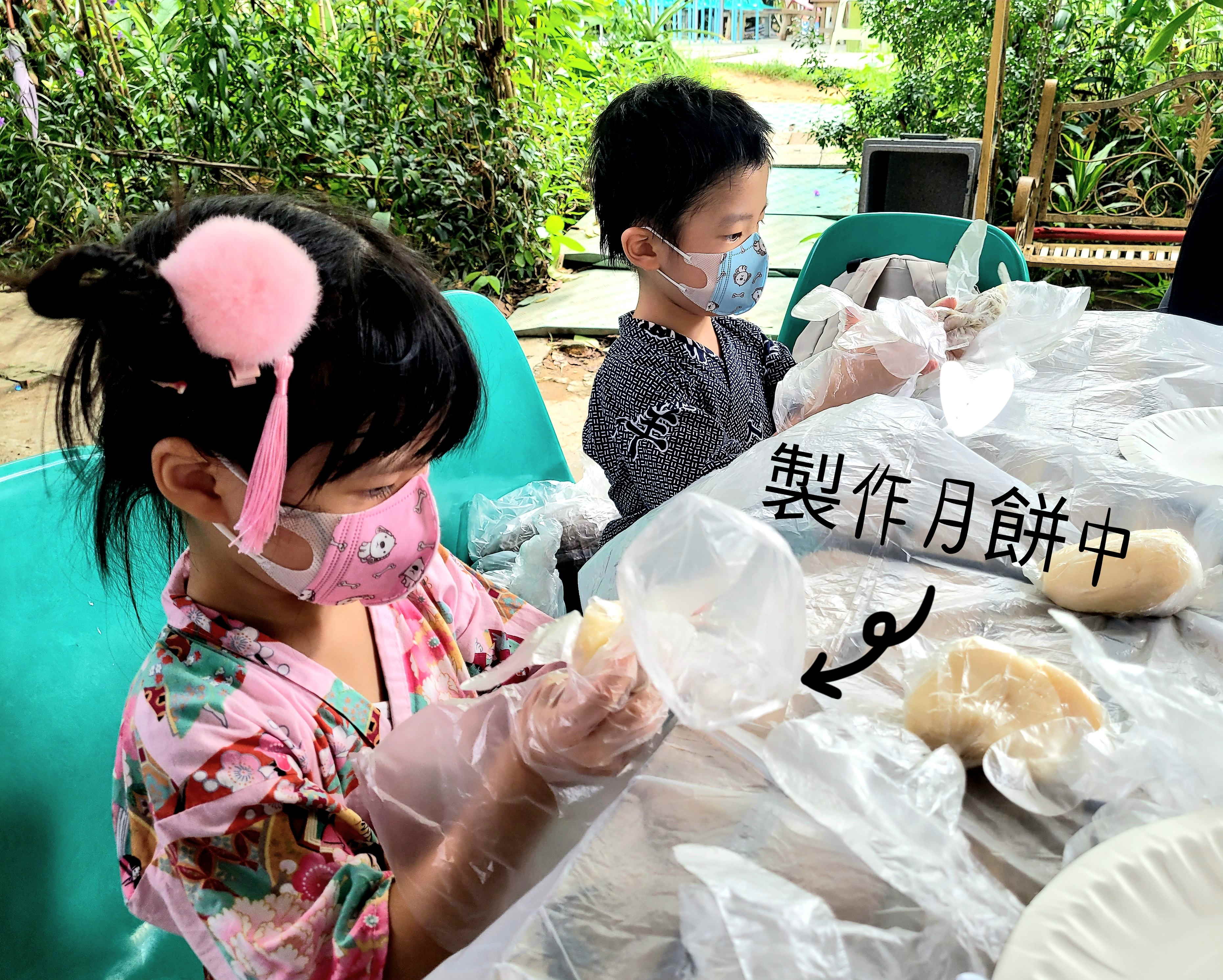 掘完芋頭,製作冰皮芋泥月餅