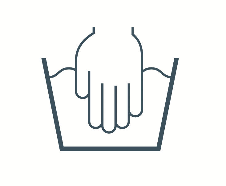 只可手洗衣服標籤,溫度限制40℃。