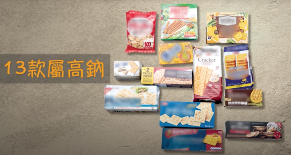 13款樣本還檢測出屬於「高鈉」食物,每100克含超過600毫克鈉。