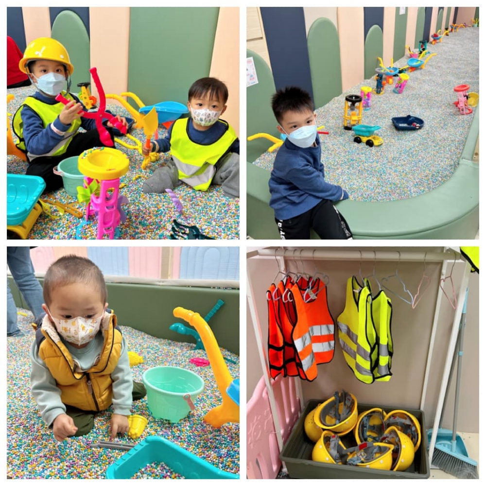 另一個非常吸引小朋友的就是「彩色膠沙池」。