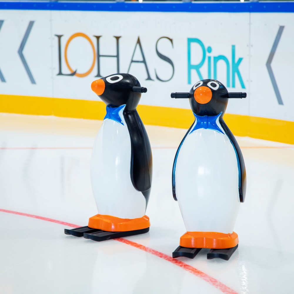 The Lohas Rink提供可愛的企鵝輔助扶手。