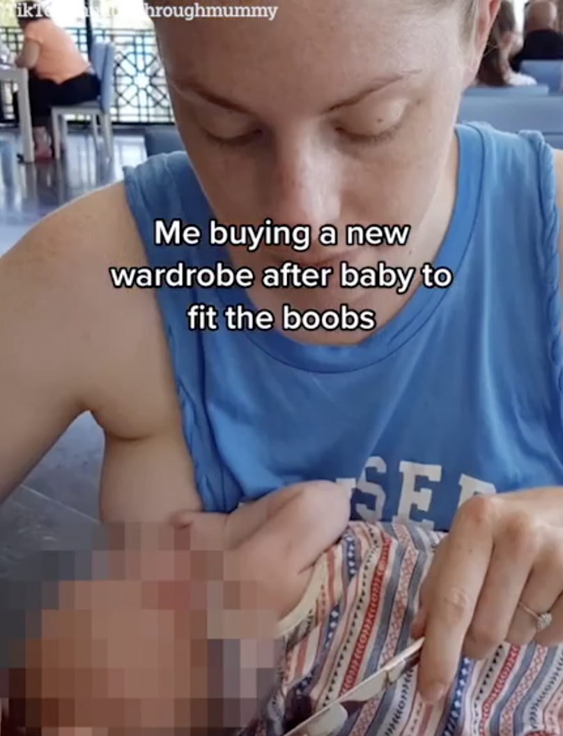 Daisy在餵哺母乳時胸部變大。