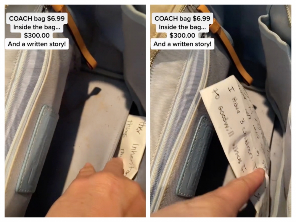 結果二手手袋暗格竟藏了現金和一封信，信件內容更是讓人意外。