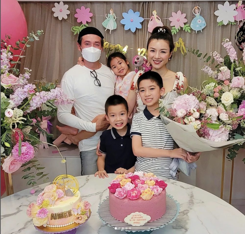 陳豪一家為陳茵薇慶生，3個子女成長不少。