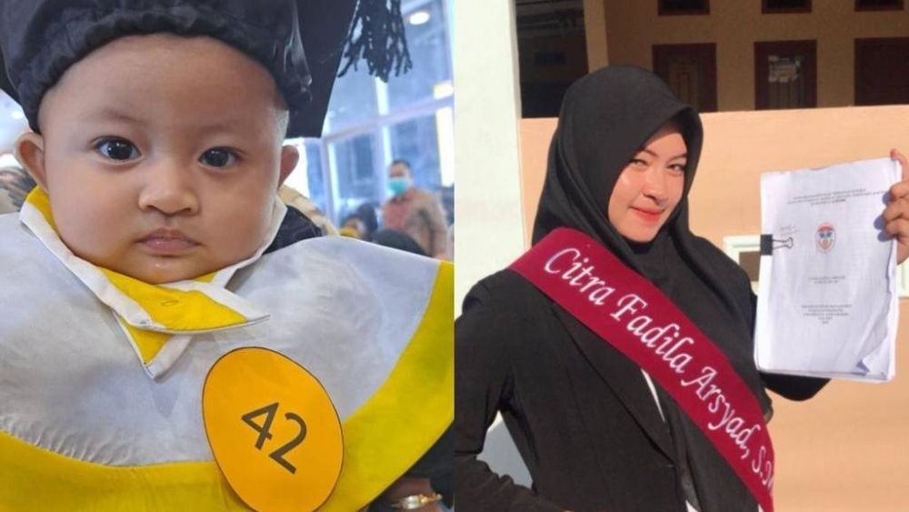 準大學畢業生Citra生產女兒時因妊娠毒血症過世，因此由女兒代替上台領畢業證書。