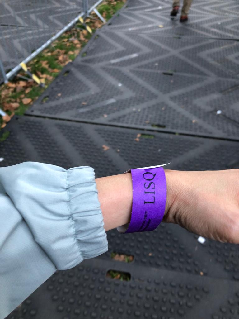 終攞到手帶，代表在隊伍中。發現只在Southwark Park派手帶，而沿途都有義工檢查。