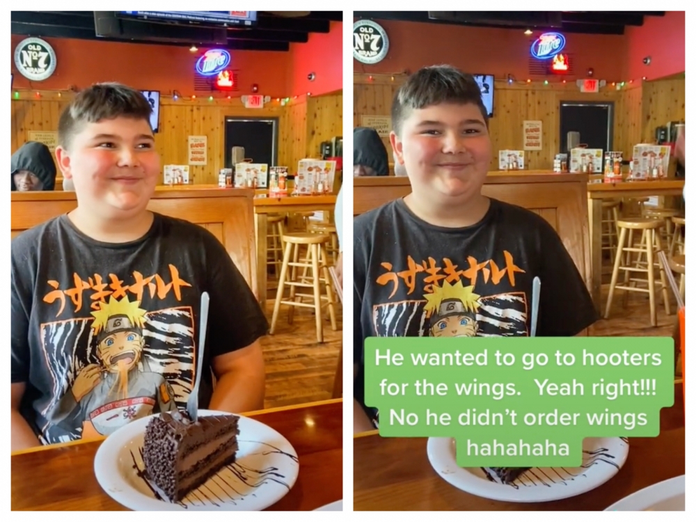 外國媽媽帶12歲兒子到波霸餐廳慶祝生日。