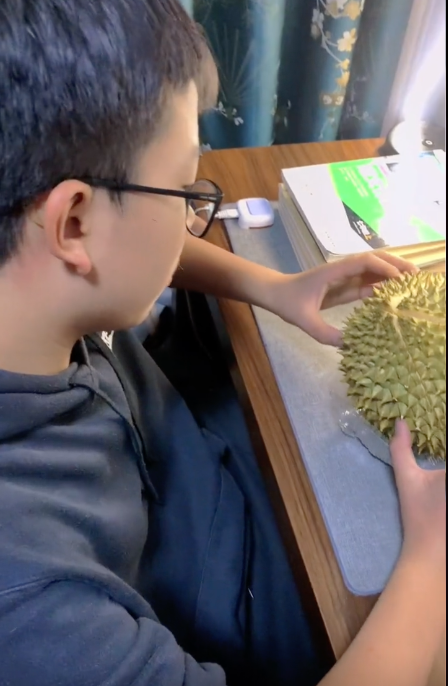 媽媽果然買了榴槤給兒子。