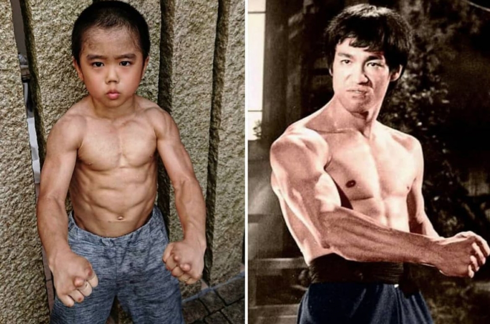 今井經過多年來的堅持和努力，現終練成結實的八塊腹肌