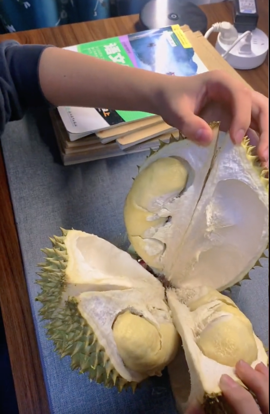 結果兒子表示榴槤是送給媽媽的。