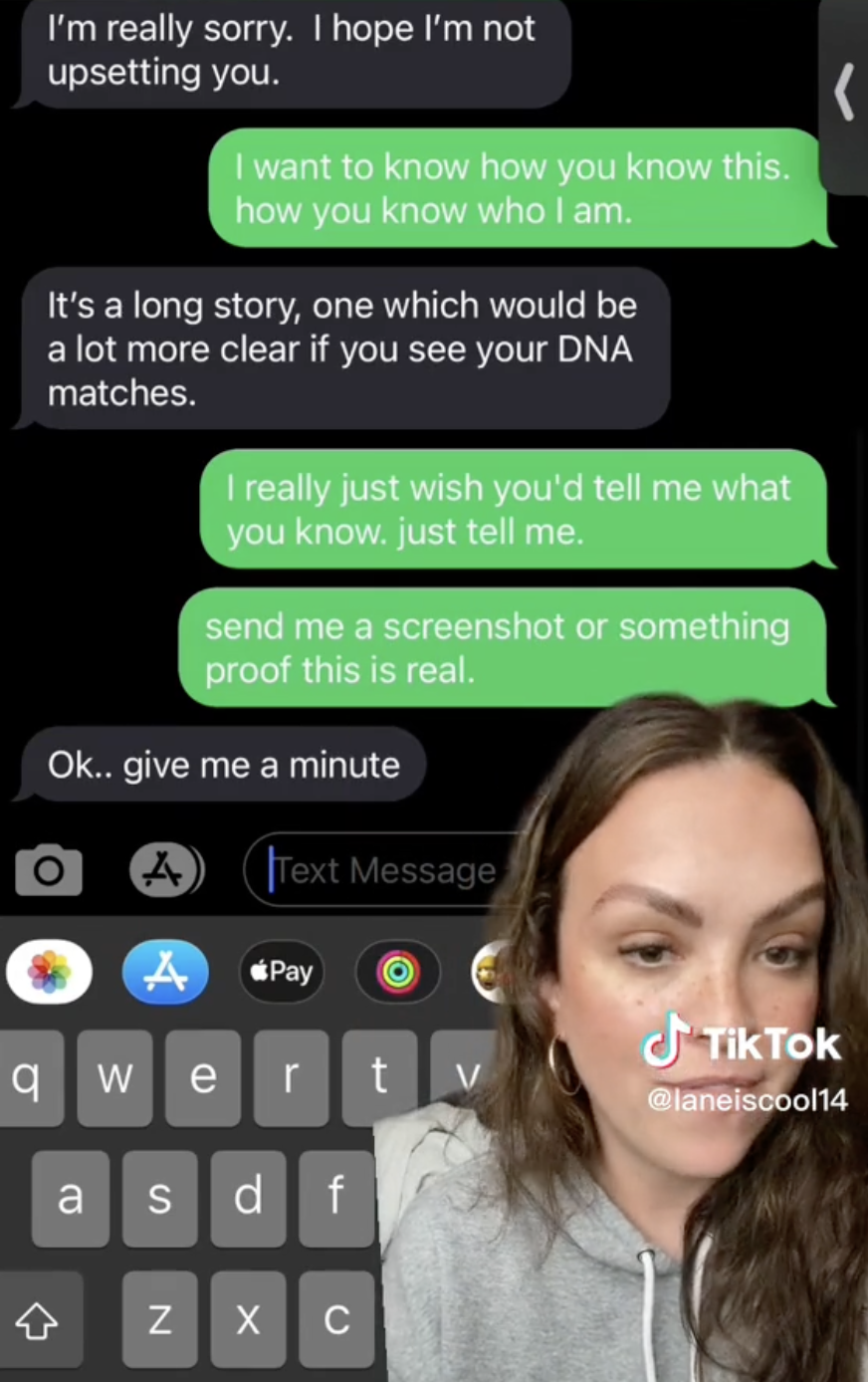 後來母親證實她和一男子有一夜情，對方就是Lane的生父。