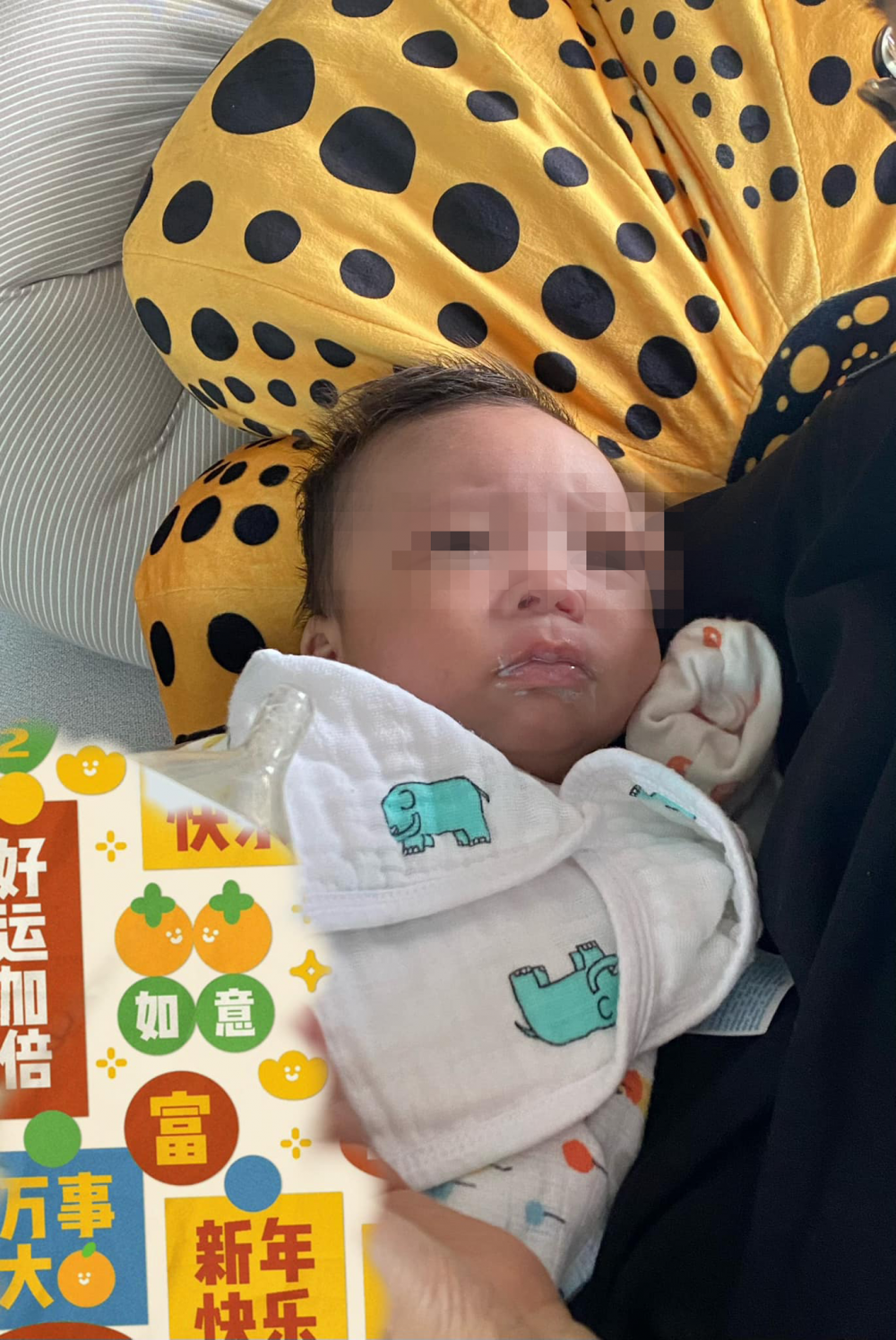 張齡予發現兒子扭計不肯飲奶，原來是確診鵝口瘡。