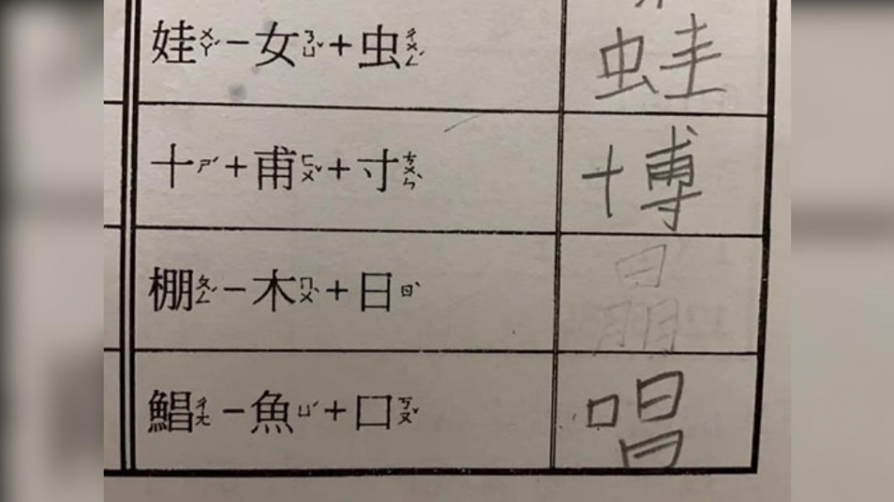 中文功課一共有幾道有關「合體字」的題目