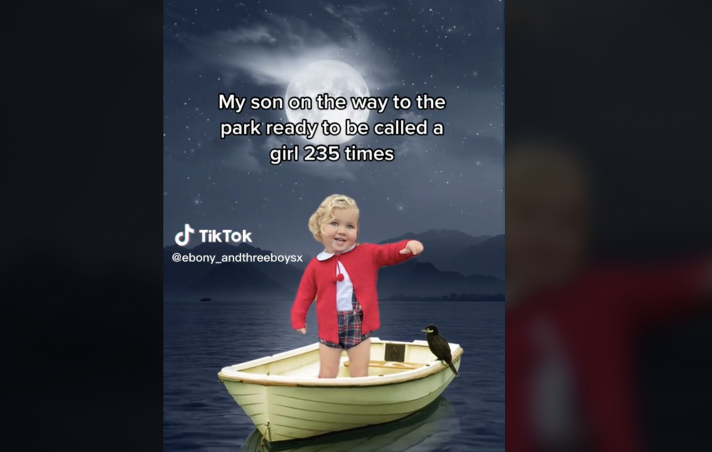 媽媽曾經誇張表達兒子被誤認是女生的無奈。